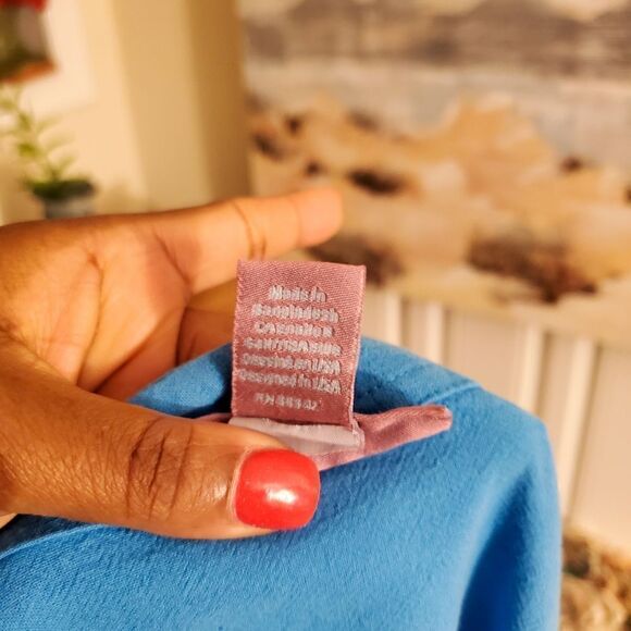 Vintage Woman Within Blue Relaxed Fit Short Sleeve Blouse Sz 4x - Picture 4 of 8